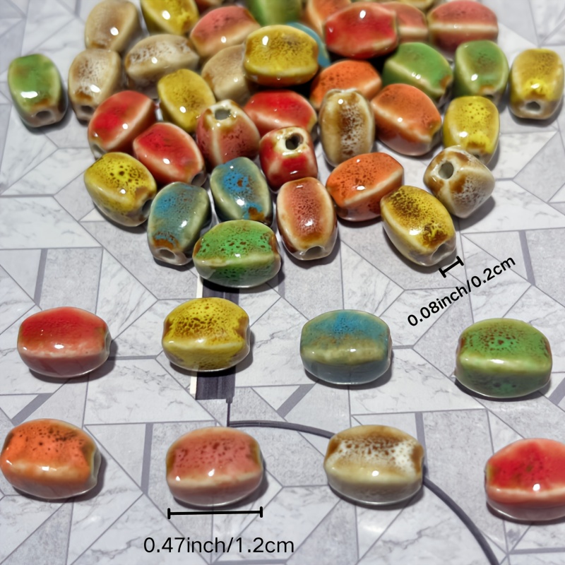 21/52pcs Prismatic Ceramic Beads for DIY Jewelry Making